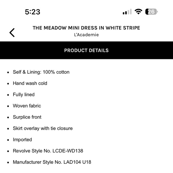 *****SOLD***** L’Academie Meadow Mini Dress in White Stripe - Picture 10 of 11